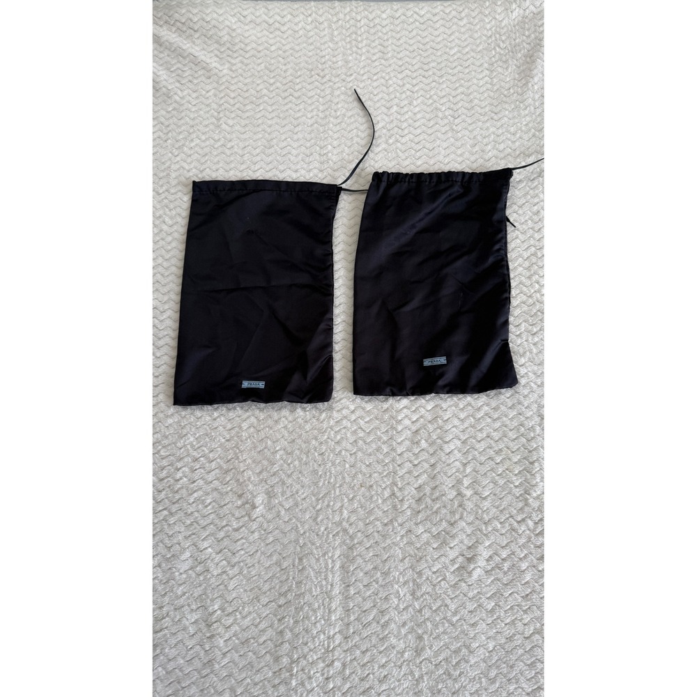 Prada Black Satin Drawstring Dust Bags Set of 2 for Shoes or Accessories